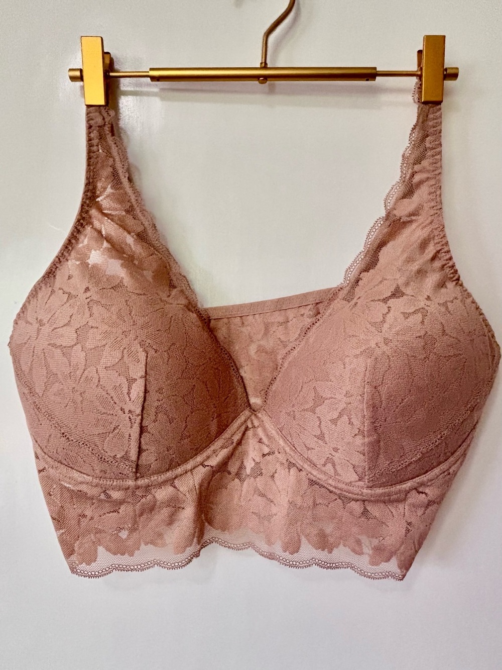 PINK Victoria's Secret| Nude Lace Longline Lightly Padded Bra Sz XXL NWOT